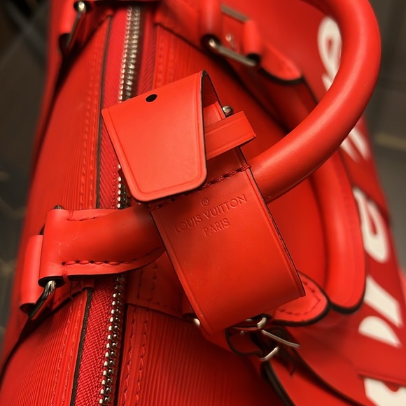 Supreme x Louis Vuitton Red Epi Leather Keepall Bandouliere duffle - Picture 5 of 7